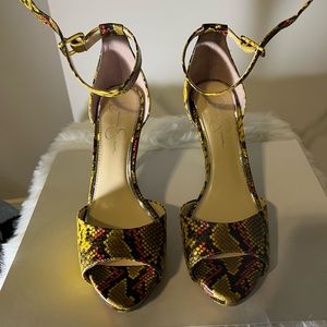 Jessica Simpson sandals. 11M- Yellow Snake Print